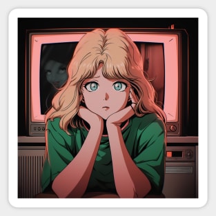 Haunted TV girl Sticker